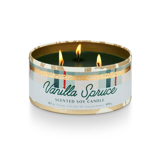 Illume Vanilla Spruce Large Tin Candle
