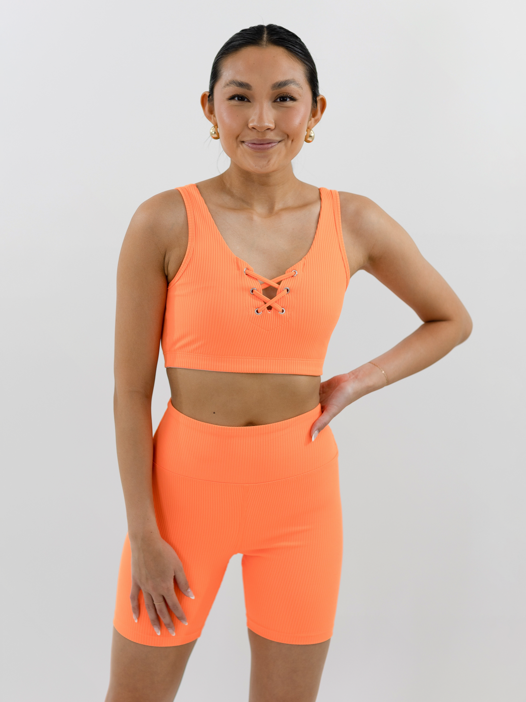 Women Sports Bra And Yoga Shorts Set - Neon Orange at Rs 1799.00, Ladies  Sports Bra