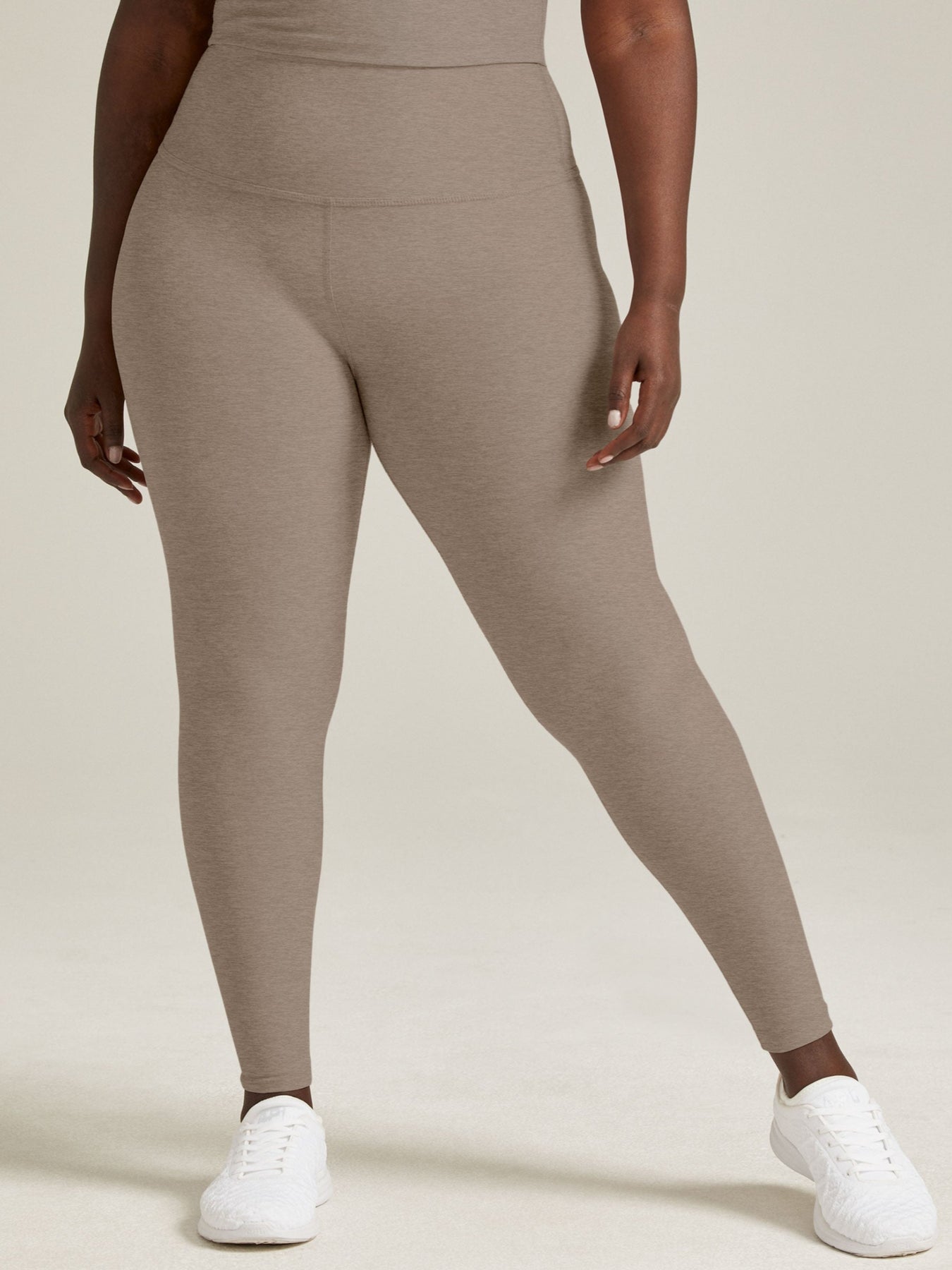 Beyond Yoga Spacedye Caught In The Midi High Waisted Legging in Clove Brown  Heather